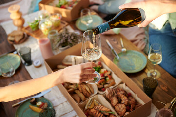 picnic with friends at the table