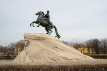 Saint Petersburg, Russia, The Bronze Horseman Is An Equestrian Statue Of Peter The Great In The Senate Square.
