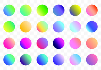 Wall Mural - Set of round Vector Gradient. Multicolor Sphere. Modern abstract background texture. Template for design. Isolated objects
