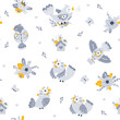 © 210484kate - Seamless pattern with flowers and birds. Vector