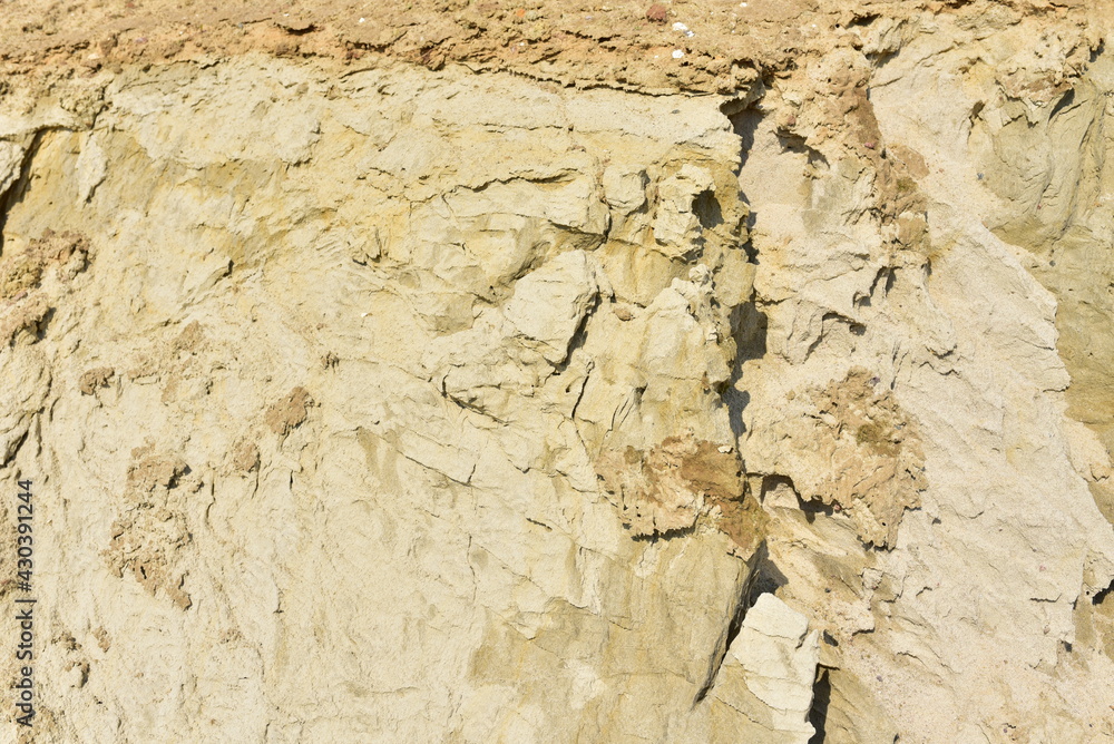Land structure in open pit mining. Ground background in quarry. Rock ...