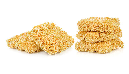 Dried instant noodles isolated on white background.