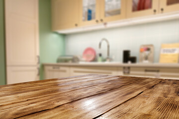 Wall Mural - desk of free space and kitchen interior