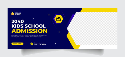 Kid school admission social media timeline cover & web banner