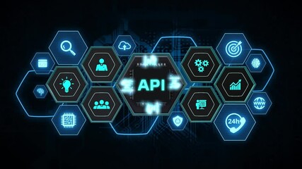 API - Application Programming Interface. Software development tool. Business, modern technology, internet and networking concept.