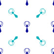 © Kostiantyn - Blue Tie icon isolated seamless pattern on white background. Necktie and neckcloth symbol. Vector