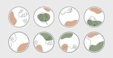 Wall Mural - vector highlight story cover icons for social media. abstract minimal organic circle backgrounds wit