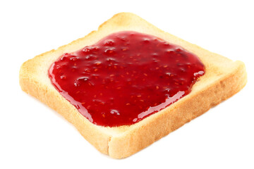 Poster - Toast with raspberry jam isolated on white background