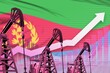 rising up chart on Eritrea flag background - industrial illustration of Eritrea oil industry or market concept. 3D Illustration