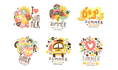 Wall Mural - Summer Holiday Original Design with Fancy Shapes Vector Set