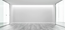 White Empty Room Design Copy Space With The Wooden Floor 3d Rendering
