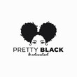 Black woman with afro ponytail hairstyle logo.
