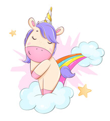 Poster - Cute unicorn. Magic unicorn cartoon character