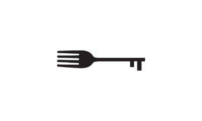 key with fork logo symbol icon vector graphic design illustration