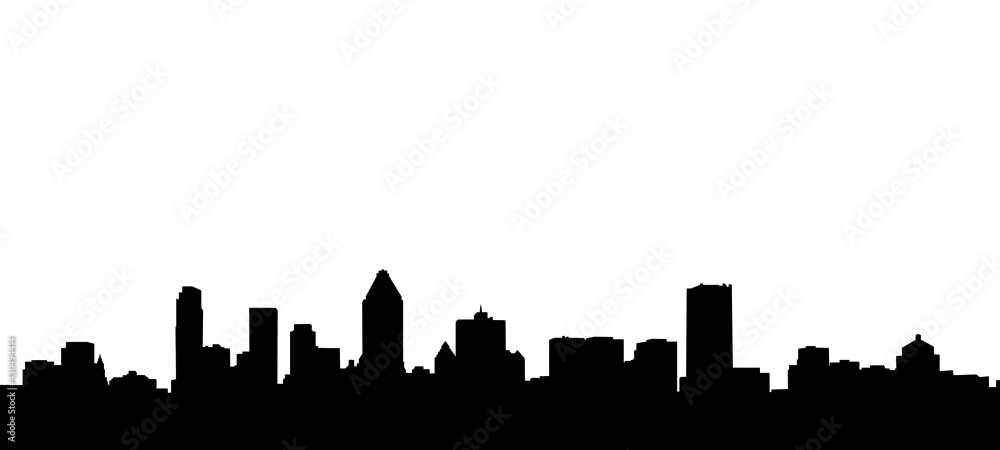 Montreal City Skyline Silhouette Illustration - obrazy, fototapety, plakaty 