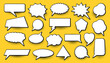 Retro comics white empty speech bubbles set. Vintage style chat message dialog cloud collection. Different shapes blank text box bubble banner. Quote label frame for question, answer, advertising