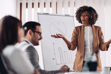 Wall Mural - Businesswoman asking colleagues for opinion