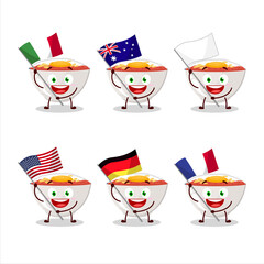 Sticker - Gyudon cartoon character bring the flags of various countries