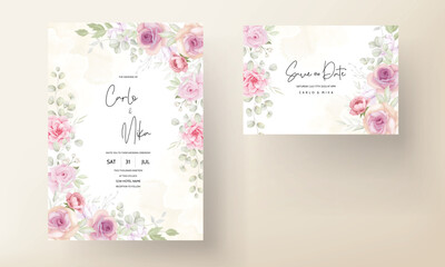 Canvas Print - Beautiful soft flower wedding invitation card