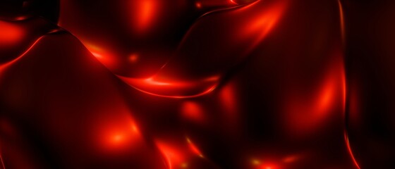 Wall Mural - Wave red 3d rendering background illustration. Smooth metallic color