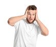 © Pixel-Shot - Shocked handsome man on white background