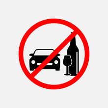 STOP! No Alcohol Sign. Don't Drink And Drive. VECTOR. The Icon With A Red Contour On A White Background. For Any Use. Illustration.