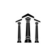 Three pillar flat logo template ready for use, suitable for law symbol, justice icon, building construction, old architecture, university and others