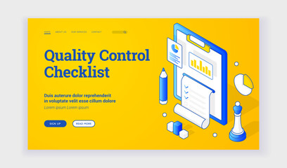 Wall Mural - quality control cheklist. modern design of internet front page for website about quality control che
