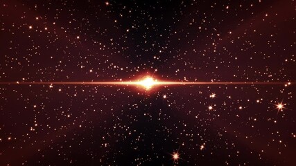 Wall Mural - abstract loop center flickering gold star field with shining streaks flare light surround by rotatio
