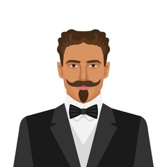 Wall Mural - Man with mustache and beard in retro suit