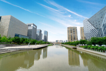 Poster - Modern city high-rise, China Ningbo CBD.