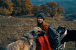 © SHOTPRIME STUDIO - woman hiker travel vacation walk dog mountain