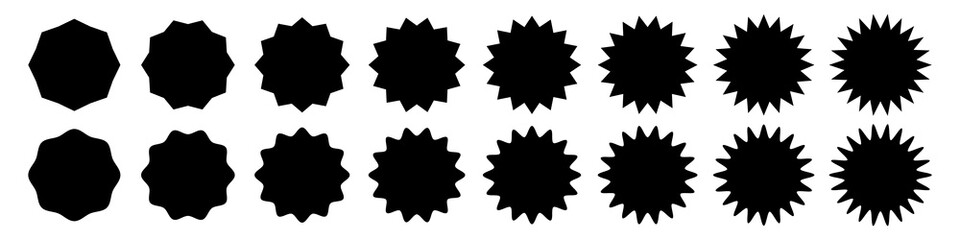 Wall Mural - Set of sunburst sticker badges in black