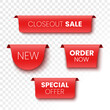 © Albert999 - Closeout sale, order now, new and special offer banners. Red tags. Vector illustration.