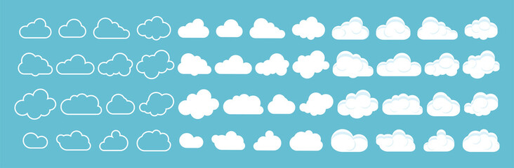Poster - Cloud icon. Set of clouds. Cloud icon in different style. Vector