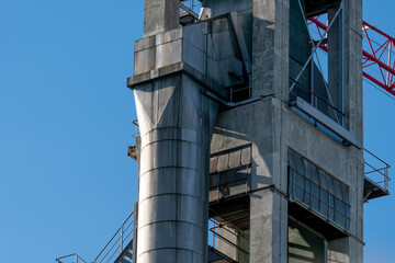 Industrial building tower in grey