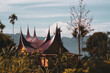 Beautiful view of the Minang house located i Sumatra, Indonesia