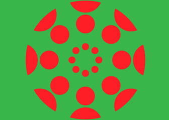 Wall Mural - Red pattern on a green background.