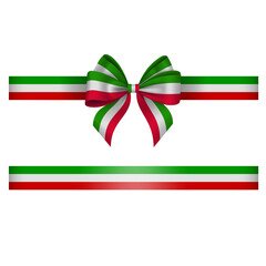 Wall Mural - Tricolor bow and ribbon green white and red bow with ribbon italian or mexican flag colors