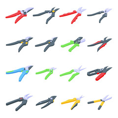 Wall Mural - Secateurs icons set. Isometric set of secateurs vector icons for web design isolated on white background