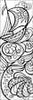 Sea, boat, waves. Bookmark for book - coloring pages. Doodle patterns. Set of black and white labels. Sketch of ornaments for creativity of children and adults. Colouring EPS 10