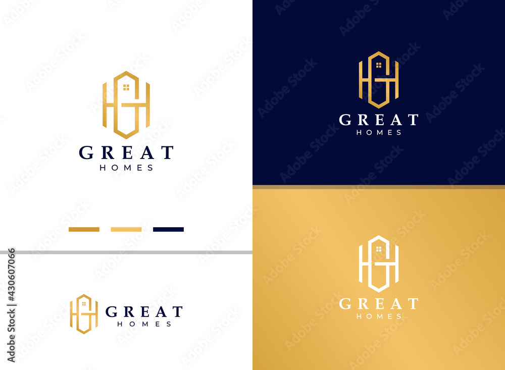 Simple letter GH logo template Stock Vector | Adobe Stock