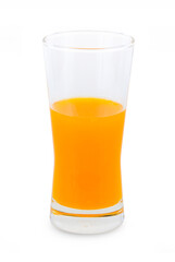 glass of orange juice on white background