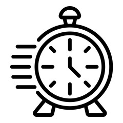 Sticker - Rush job alarm clock icon. Outline Rush job alarm clock vector icon for web design isolated on white background