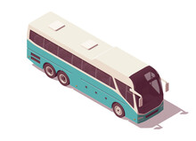 Isometric Motor Coach Bus. Vector Illustration