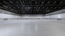 Empty Hall Exhibition Center. Backdrop For Exhibition Stands.3d Render.