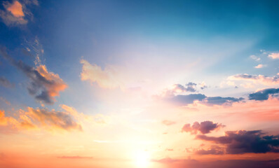 Wall Mural - bright orange sky and colorful sky in twilight background