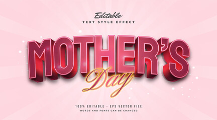 Wall Mural - mother's day text in red and glowing effect. editable text style effect