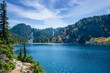 Beautiful pristine alpine wilderness lake under blue skies.