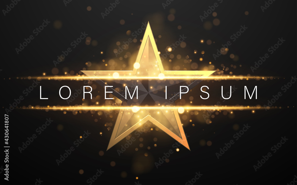 Black and gold star shape background with glow effect Stock Vector ...